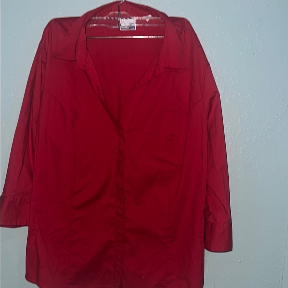 Riders by Lee Red Oversized Button Down Shirt